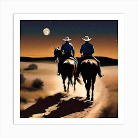Two Cowboys On Horseback Art Print