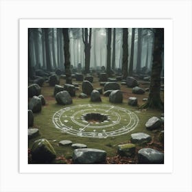 Circle Of Stones In The Forest Art Print