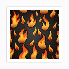 Flames On Black Background 38 Art Print