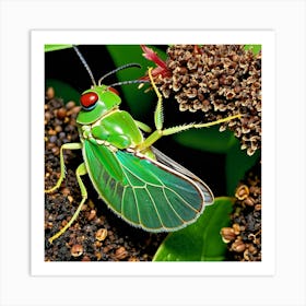 Green Grasshopper 1 Art Print