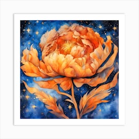 Orange Peony Art Print