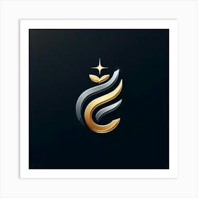 Golden Letter C Logo Design Art Print