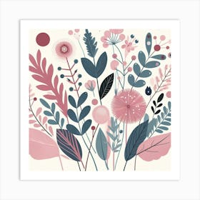 Scandinavian style, Pink bouquet Art Print