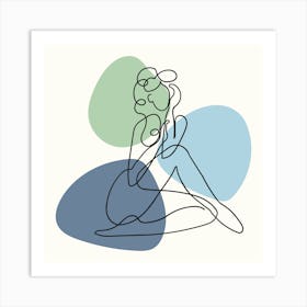 Abstract Shapes One Line Women Body3 Art Print