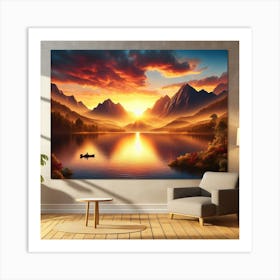 Sunset Over Lake 1 Art Print