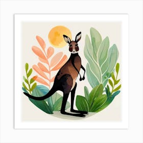 Kangaroo Green Haven Watercolor Art Print