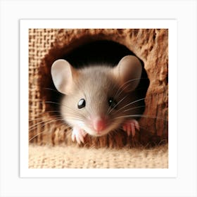 Mouse In A Hole Art Print