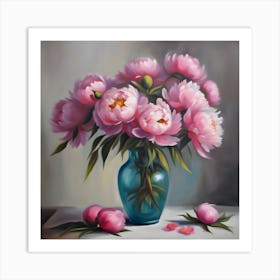 Peonies In A Vase 1 Art Print