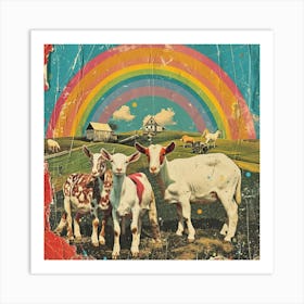 Rainbow Retro Goat Collage 4 Art Print