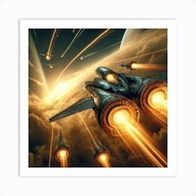 A Sci Fi Depiction Of Solar Infused Missiles Art Print