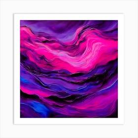 Purple And Blue Abstract Painting Art Print