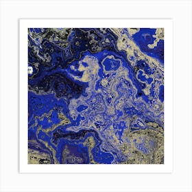 Abstract Blue And Gold Painting Art Print