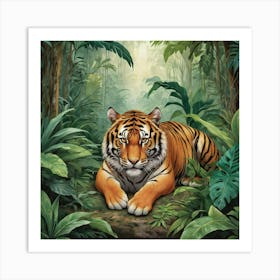 Tiger In The Jungle Art Print 3 1 Art Print