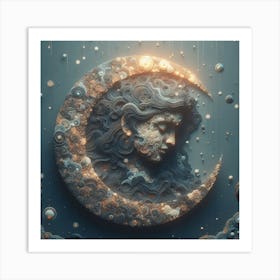 Moon - 3d Art Art Print