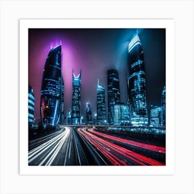 Cityscape At Night Art Print