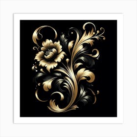 Gold Floral Design Art Print