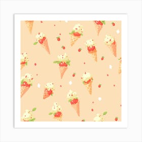 Strawberry Ice Cream Art Print