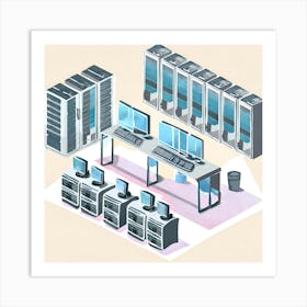 Computer Server Room Art Print