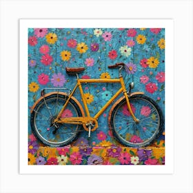 Bicycle Against A Colorful Wall Art Print