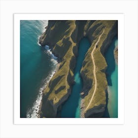 Aerial View Of Cliffs And Ocean Art Print