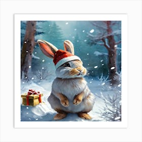 Christmas Bunny Art Print