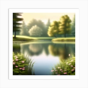 Pond landscape Art Print