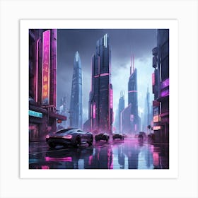 Leonardo Diffusion Xl A Futuristic Cityscape Where Sleek Skysc 1 Art Print