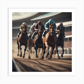 Horse Racing At The Racetrack 3 Art Print