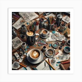 Coffee And Sketching 3 Art Print