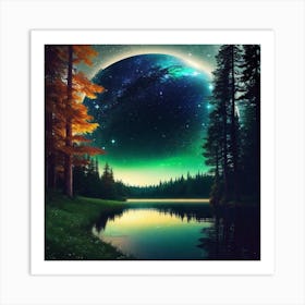 Moon In The Forest Art Print