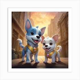 Cute Hero Cats Art Print