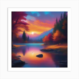 Sunset By The Lake 1 Art Print