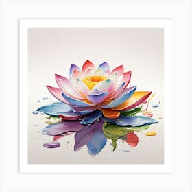 Lotus Flower Rainbow Colors Art Print