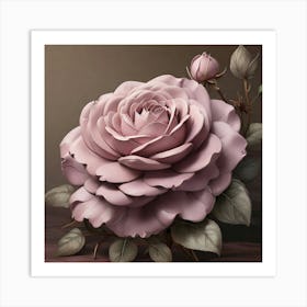 Aesthetic style, Large mauve rose flower 1 Art Print