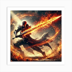 Ronan Ashheart Flame Burst Blade Art Print