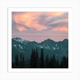 Mountains Trees Peaks Wallpaper 1024x1024 Art Print