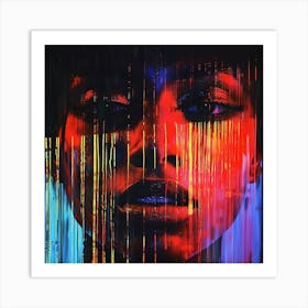 Woman With A Colorful Face Art Print