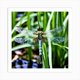 Nature Dragonfly Mating Couple Insect Sitting Duck Pond Lively Dvd Fauna Wild Animal Gras (16) Art Print