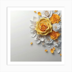 Spring flowers on a bright white wall, 3 Art Print