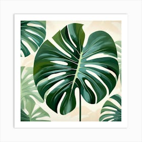 Abstract modernist Monstera leaf 1 Art Print