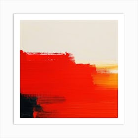 Abstract Red Brush Strokes Art Print