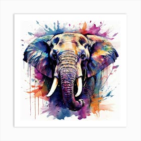 Ams Jmbor Kispix Prompt Author A Wild Elephant In Full Roar Charging Directly Towards The C(2) Art Print