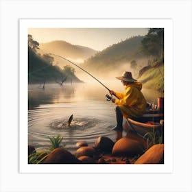 Fishing hook and line Art Print