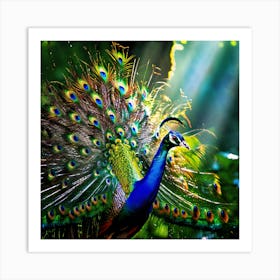 Peacock In The Forest art print 1 Art Print