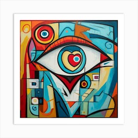 Eye Valentine Heart Art Deco Art Print