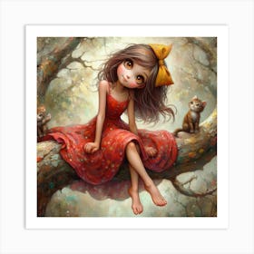 Little Girl With Cats 1 Art Print