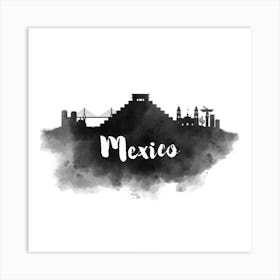 Watercolor Mexico Skyline Art Print