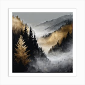 Abstract Golden Forest (9) Art Print