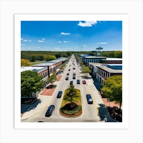 Outlet Georgia Community Mall Large Asphalt Car Drone Driving Southern City Infrastructur (3) Art Print