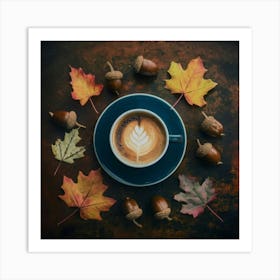 Autumn Leaves And Coffee 17 Art Print